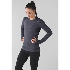 Lululemon Think Fast Long Sleeve Top Womens Size 8 Gray Athleisure Running Gym